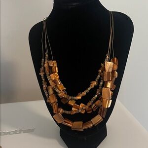 Croft & Barrow Bronze Multi-Layer Necklace and Earrings Genuine Shell